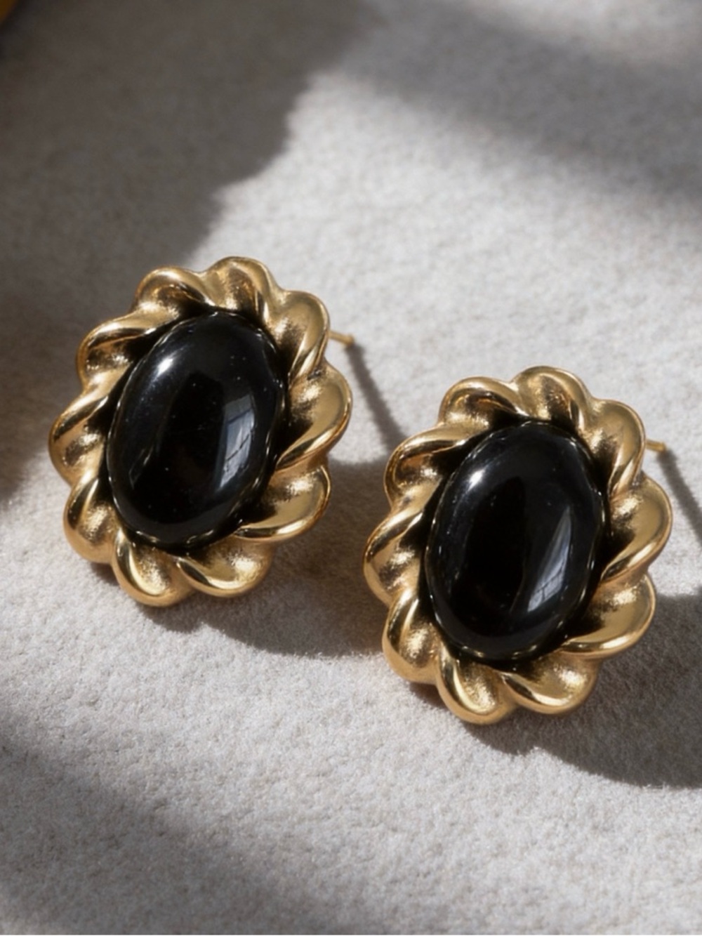 Gold & Black Stud Earrings